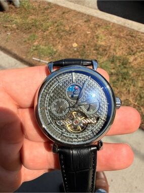 Vacheron Constantin Black Dial Men's Watch with Moonphase and Tourbillon